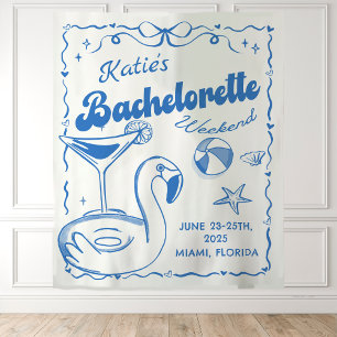 Blue Last Toast Beach Bachelorette Party Tapestry