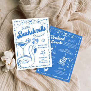 Blue Last Toast Beach Bachelorette Weekend Invitation