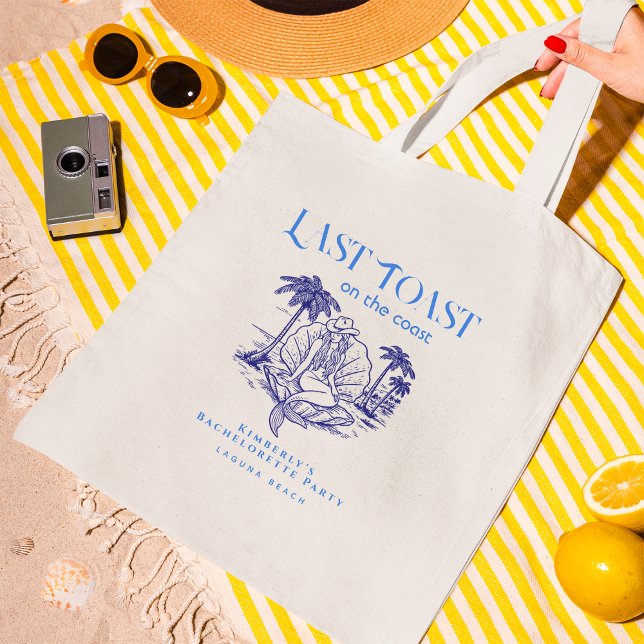Blue Last Toast Cowgirl Mermaid Bachelorette Party Tote Bag (Creator Uploaded)