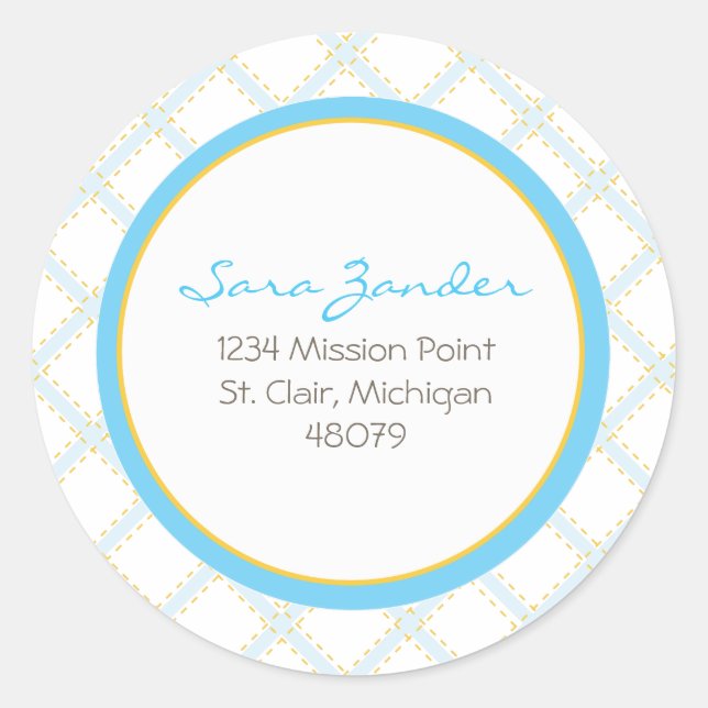 Blue Lattice Address Label/Favour Sticker (Front)