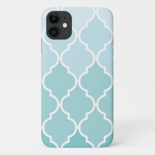 Blue Latticework, Ombre, Quatrefoil, Trellis iPhone 11 Case