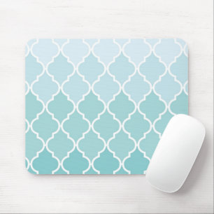 Blue Latticework, Ombre, Quatrefoil, Trellis Mouse Pad
