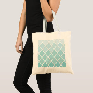 Blue Latticework, Ombre, Quatrefoil, Trellis Tote Bag