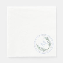 Blue Laurel Crest Paper Napkins