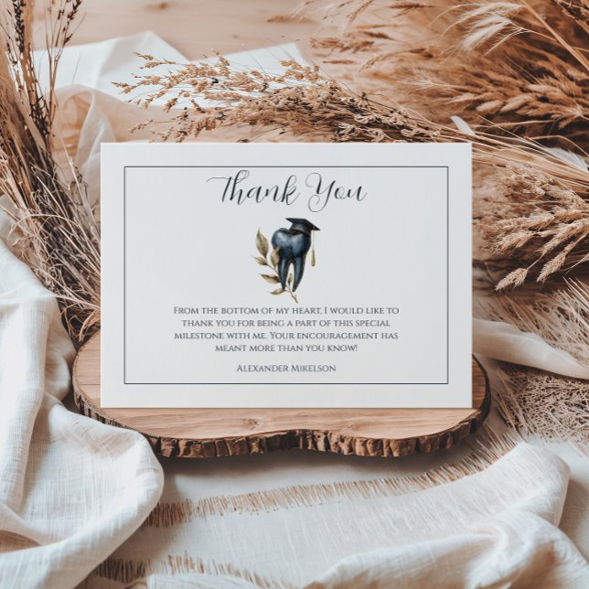 Blue Laurel Tooth Graduation Party Thank You Card (Creator Uploaded)