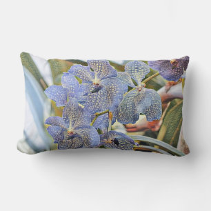 Blue lavander coloured orchid flowers lumbar cushion