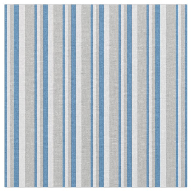 Blue, Lavender, and Grey Striped/Lined Pattern Fabric (Close Up)
