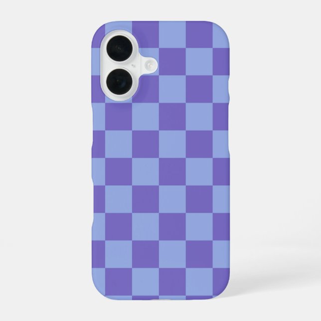 Blue & Lavender Chequerboard Pattern iPhone 16 Case (Back)