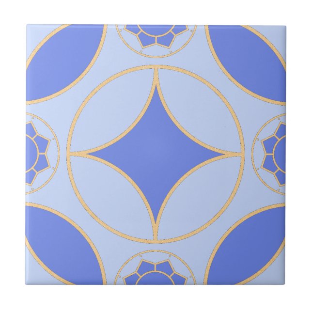 blue lavender  classic Deco pattern Ceramic Tile (Front)