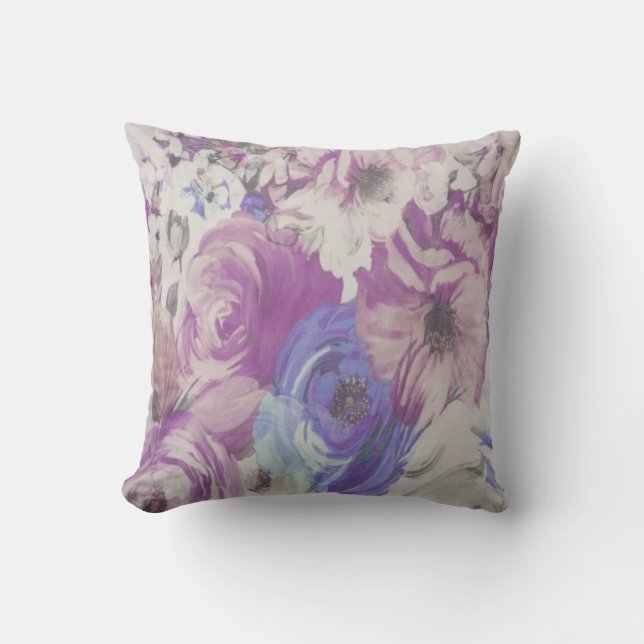 Blue/Lavender Floral Cushion (Front)