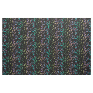 Blue Lavender Gold Musical Notes Pattern Fabric