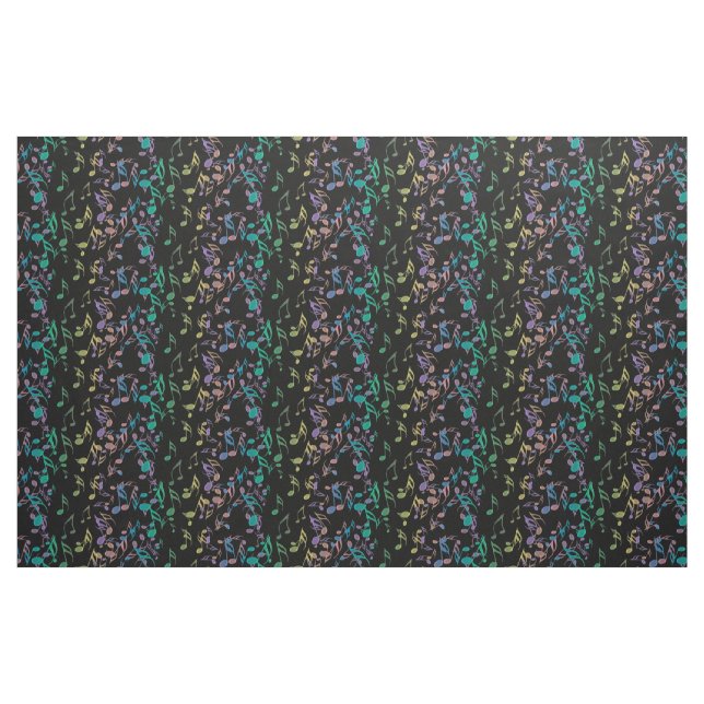 Blue Lavender Gold Musical Notes Pattern Fabric (Fat Quarter)