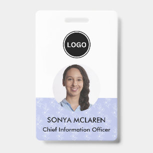 Blue Lavender Modern Stylish Minimalist ID Badge