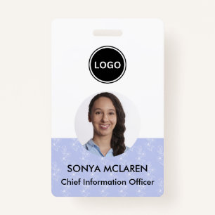 Blue Lavender Modern Stylish Minimalist ID Badge