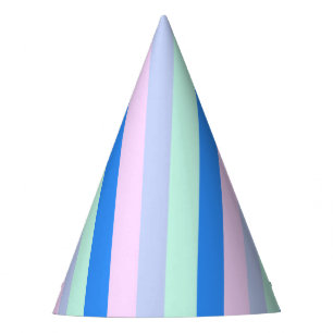 Blue, Lavender, Pink & Pastel Mint Green Stripes Party Hat