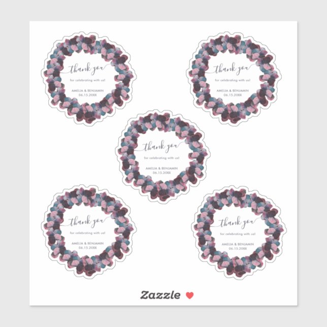 Blue Lavender Purple Hydrangeas Wedding Thank You (Sheet)