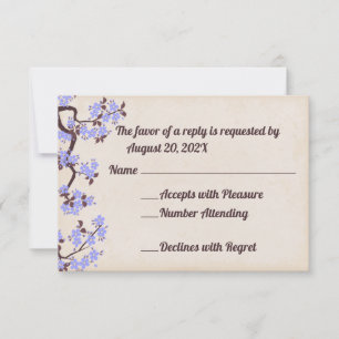 Blue Lavender Sakura Blossoms RSVP Cards