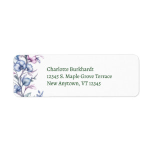 Blue Lavender Watercolor Floral Vine Return Address Label