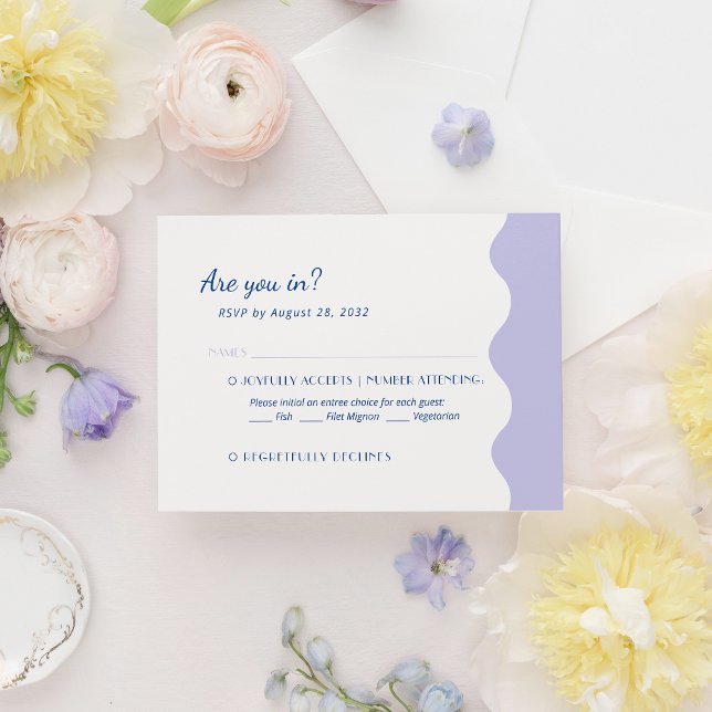 Blue Lavender Wave Scallop Monogram Menu Wedding (Creator Uploaded)