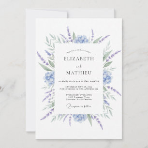 Blue Lavender Wedding Invitation