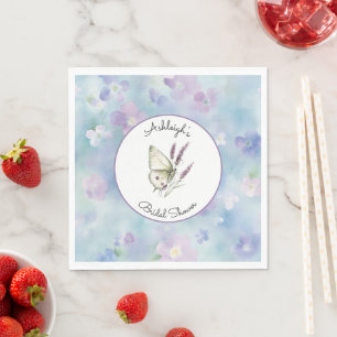 Blue Lavender White Purple Flowers Bridal Shower Napkin