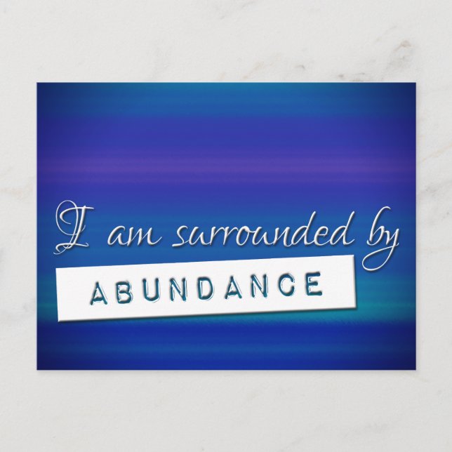 Blue Law of Attraction Abundance Affirmation Postcard (Front)