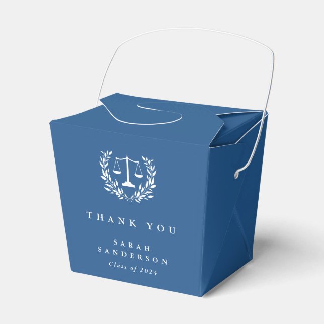 Blue Law Scales+Laurel Wreath Graduation Favour Box (Front Side)