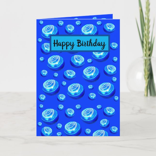 Blue Lawn Bowls Oil Paint Pattern, Card (Front)