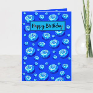 Blue Lawn Bowls Oil Paint Pattern, Card