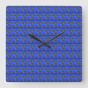 Blue Lawn Bowls Pattern, Square Wall Clock