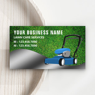 Blue Lawn Mower Gardening Service Grass Cutting Business Card