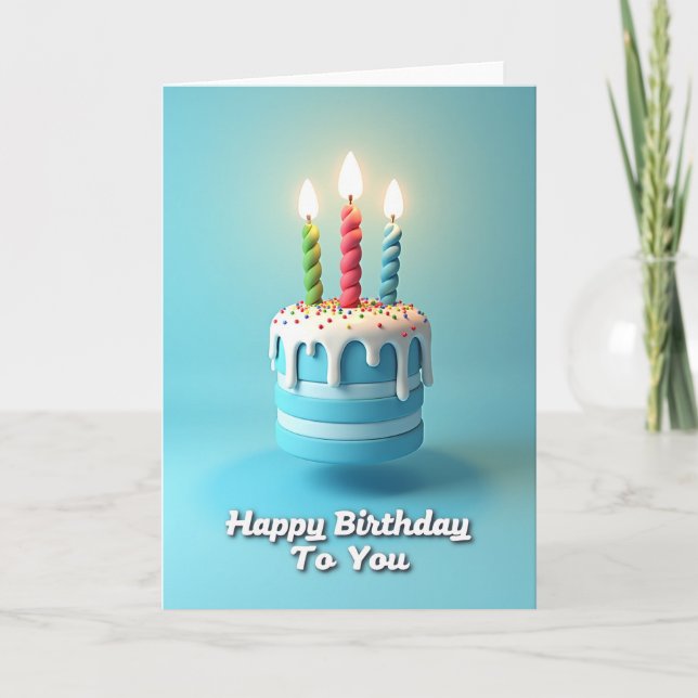 Blue Layer Cake Birthday Card (Front)