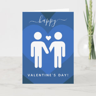 Blue Layered Heart Gay Couple [=p-0098 Card