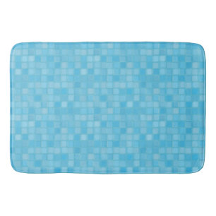 blue layered squares bath mat
