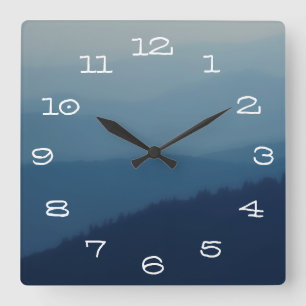Blue Layers Square Wall Clock