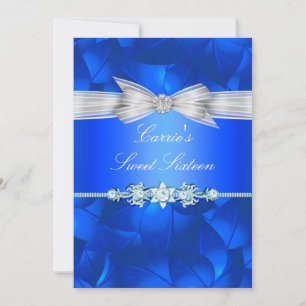 Blue Leaf & Bow Sweet Sixteen Invite