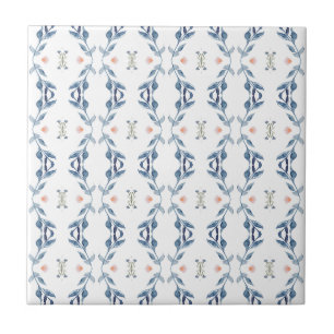 Blue Leaf Chains Ceramic Tile