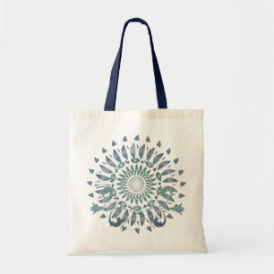 Blue Leaf Mandala Tote Bag