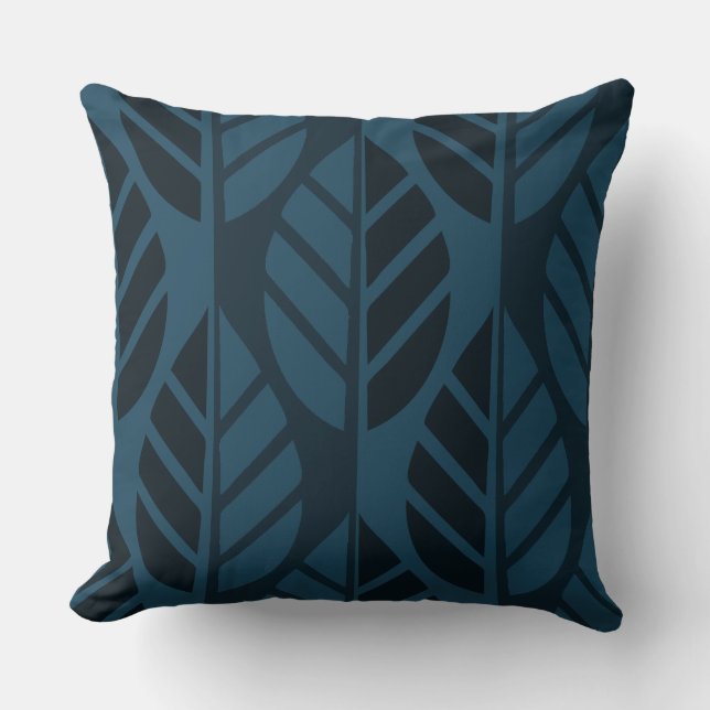 Blue Leaf Pattern Cushion (Front)