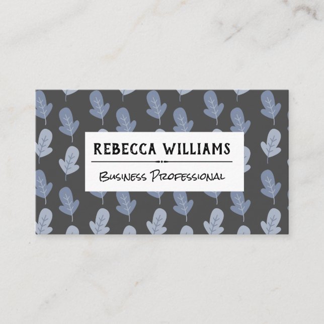 Blue Leaf Pattern | Stylised Business Card (Front)