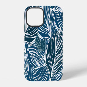 Blue Leaf Pattern: Vintage Wallpaper. iPhone 12 Case