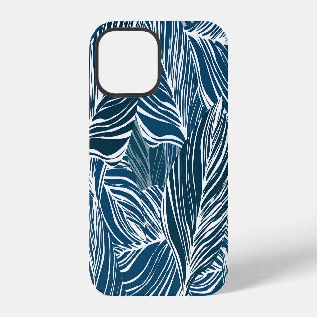 Blue Leaf Pattern: Vintage Wallpaper. iPhone Case (Back)