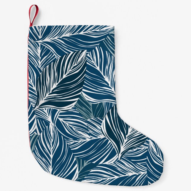 Blue Leaf Pattern: Vintage Wallpaper. Small Christmas Stocking (Front)