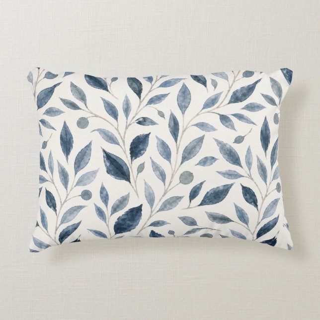 Blue Leaf Personalised Accent Pillow (Front)