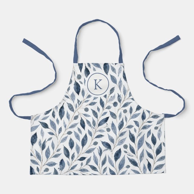 Blue Leaf Personalised Apron (Front)