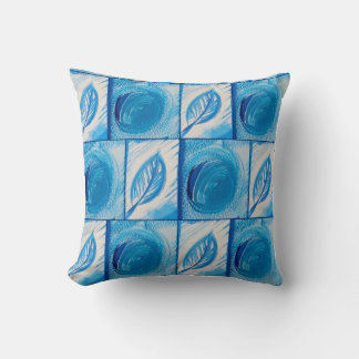 Blue Leaf Throw Pillow