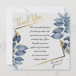 Blue Leaf Wedding  Thank You Card