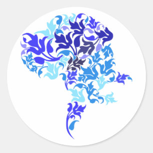 Blue leafs Great Dane Classic Round Sticker