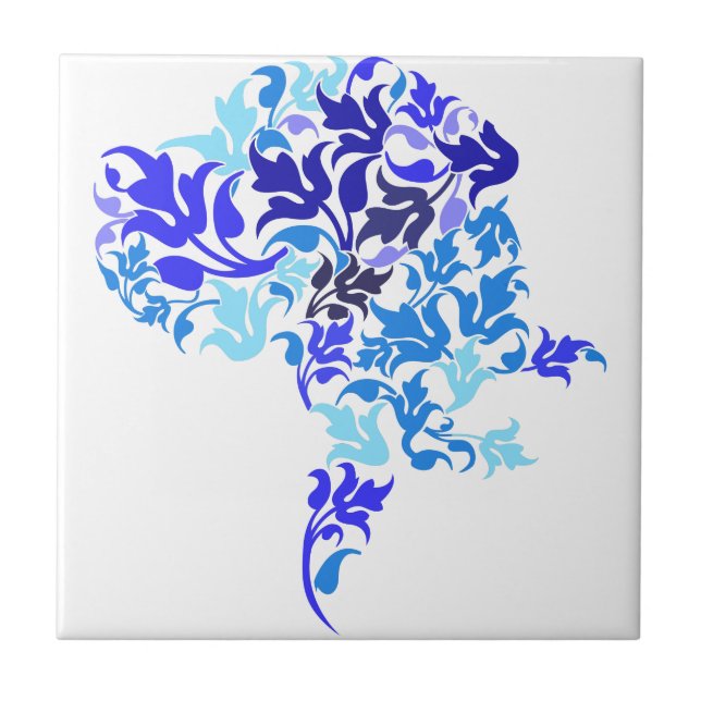 Blue leafs Great Dane Tile (Front)