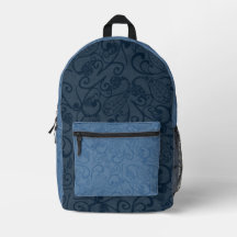 Blue Leafy Pattern Backpack